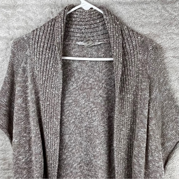 PETER NYGARD Cardigan 2X Tan Rolled Cap Sleeve Sweater Shawl Collar - Picture 2 of 16